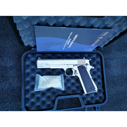GOLDEN EAGLE 3305SV GM1911 GEL BLASTER GREEN GAS POWERED GAS BLOWBACK Chrome