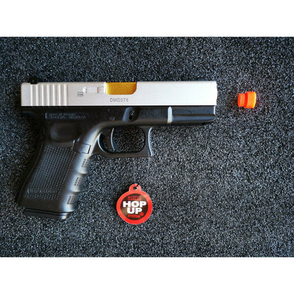 DOUBLE BELL Glock 19 GEN4 Gas Blowback Gel Blaster Full Engraving Resin Frame Edition Green Gas Version Silver slides