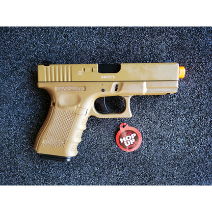 DOUBLE BELL Glock 19 GEN4 Gas Blowback Gel Blaster Full Engraving Resin Frame Edition Green Gas Version Tan
