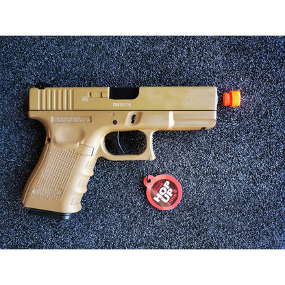 DOUBLE BELL Glock 19 GEN4 Gas Blowback Gel Blaster Full Engraving Resin Frame Edition Green Gas Version Tan