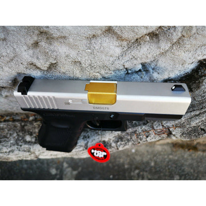DOUBLE BELL Glock 19 GEN4 Gas Blowback Gel Blaster Full Engraving Resin Frame Edition Green Gas Version Silver slides