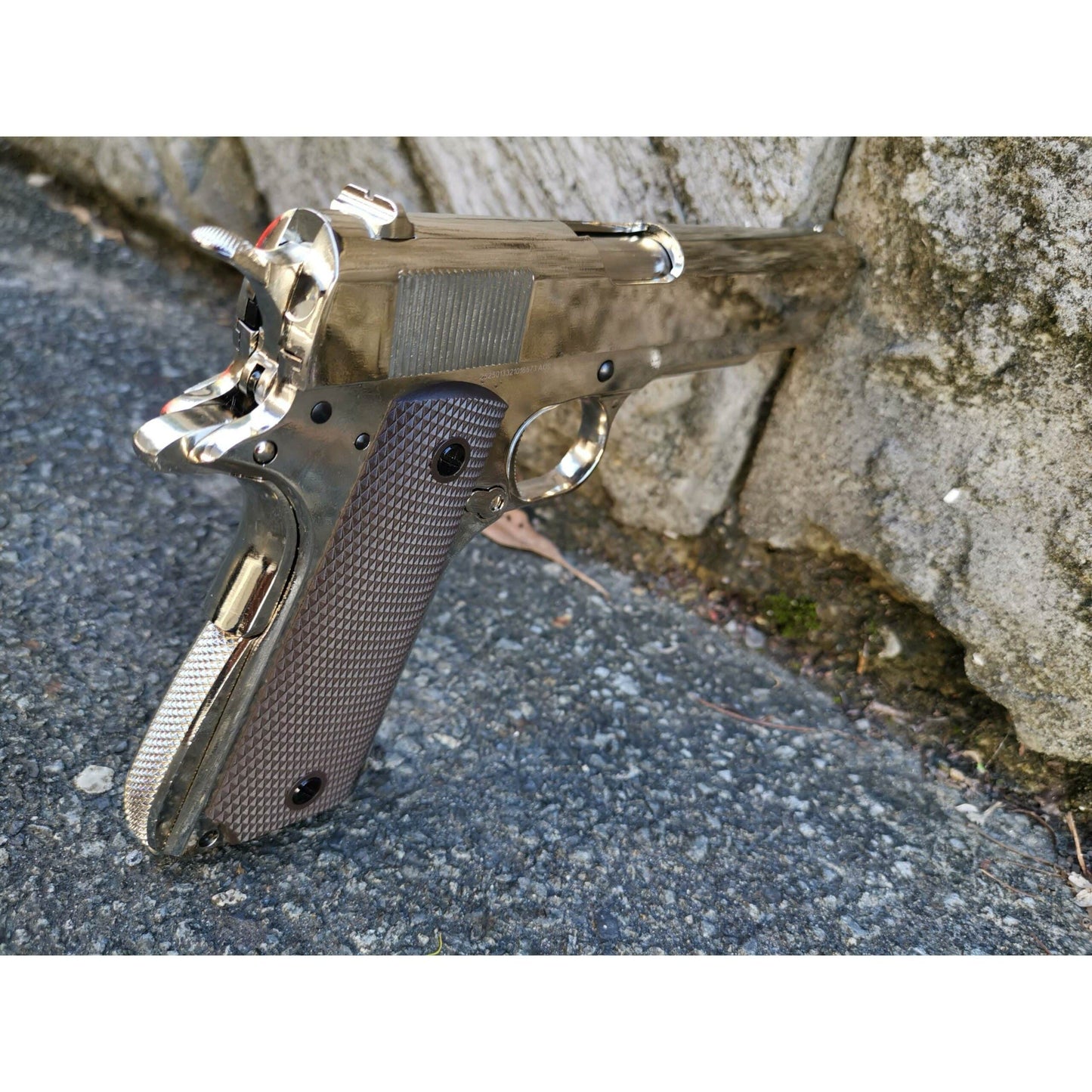 GOLDEN EAGLE 3305SV GM1911 GEL BLASTER GREEN GAS POWERED GAS BLOWBACK Chrome with lasered