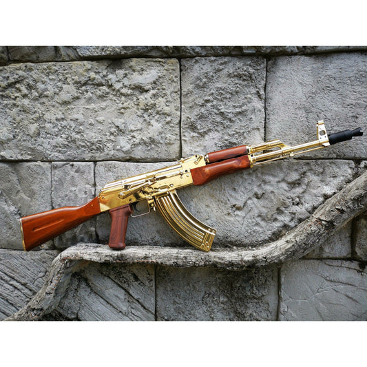 DOUBLE BELL GOLDED AK-47 METAL GEL BLASTER REAL WOOD CLASSIC VERSION