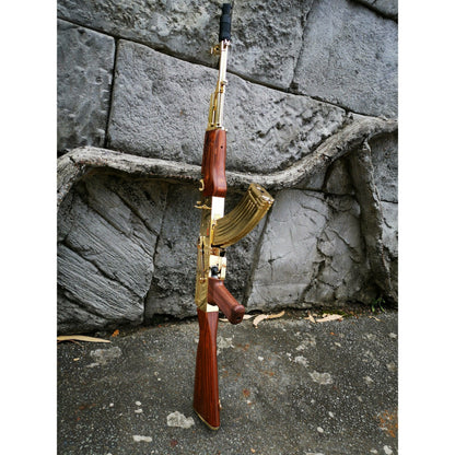 DOUBLE BELL GOLDED AK-47 METAL GEL BLASTER REAL WOOD CLASSIC VERSION
