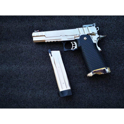 GOLDEN EAGLE 3343SV FULL METAL CNC GMX SILVER SLIDE OPS MRP GEL BLASTER Hi-Capa 5.1 VERSIO GAS POWERED BLOW BACKChrome