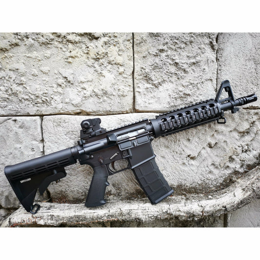 GOLDEN EAGLE MC6624M M4 CQB FULL METAL GAS POWERED GEL BLASTER GREEN GAS BLOWBACK RIFLE Colour: Black