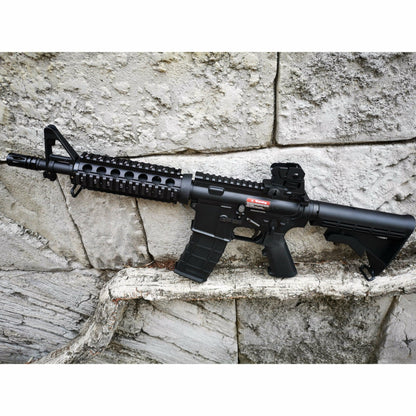 GOLDEN EAGLE MC6624M M4 CQB FULL METAL GAS POWERED GEL BLASTER GREEN GAS BLOWBACK RIFLE Colour: Black