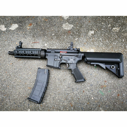 GOLDEN EAGLE MC6625M M4 CQB FULL METAL GAS POWERED GEL BLASTER GREEN GAS BLOWBACK RIFLE (Colour: Black)