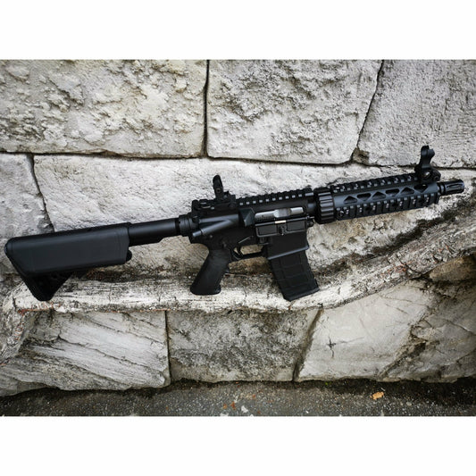 GOLDEN EAGLE MC6625M M4 CQB FULL METAL GAS POWERED GEL BLASTER GREEN GAS BLOWBACK RIFLE (Colour: Black)