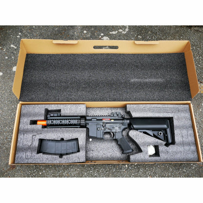 GOLDEN EAGLE MC6625M M4 CQB FULL METAL GAS POWERED GEL BLASTER GREEN GAS BLOWBACK RIFLE (Colour: Black)