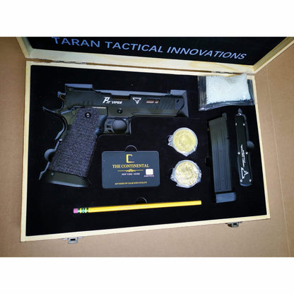 TTI PIT VIPER Style John Wick Pistol With Wood Case Hi-Capa GBB Gel Blaster G3356+
