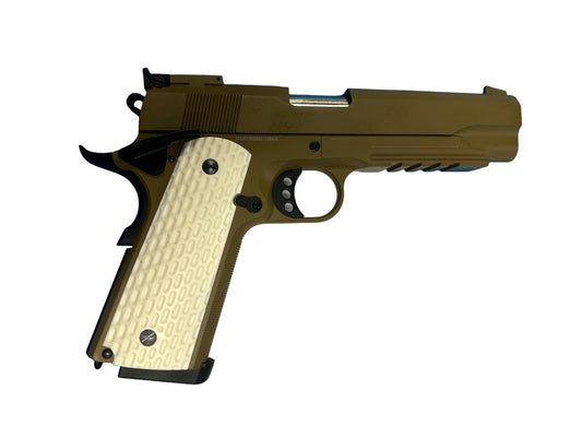 GOLDEN EAGLE 1911 DESERT WARRIOR FULL METAL GEL BLASTER GREEN GAS POWERED Hi-Capa 5.1 VERSION GAS BLOWBACK Colour: Tan