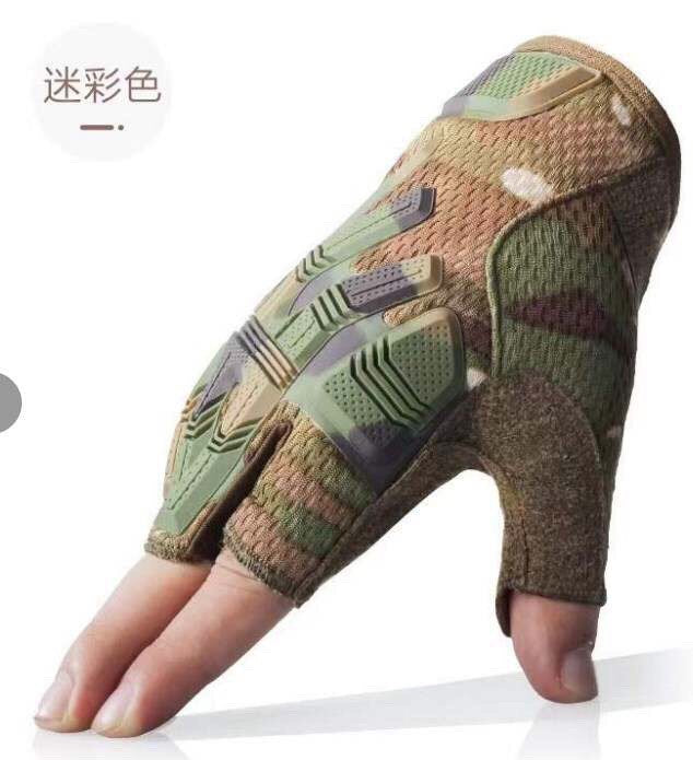 Tactical Fingerless Glove -shockproof Breathable-ST9091 – Camo Green -Large